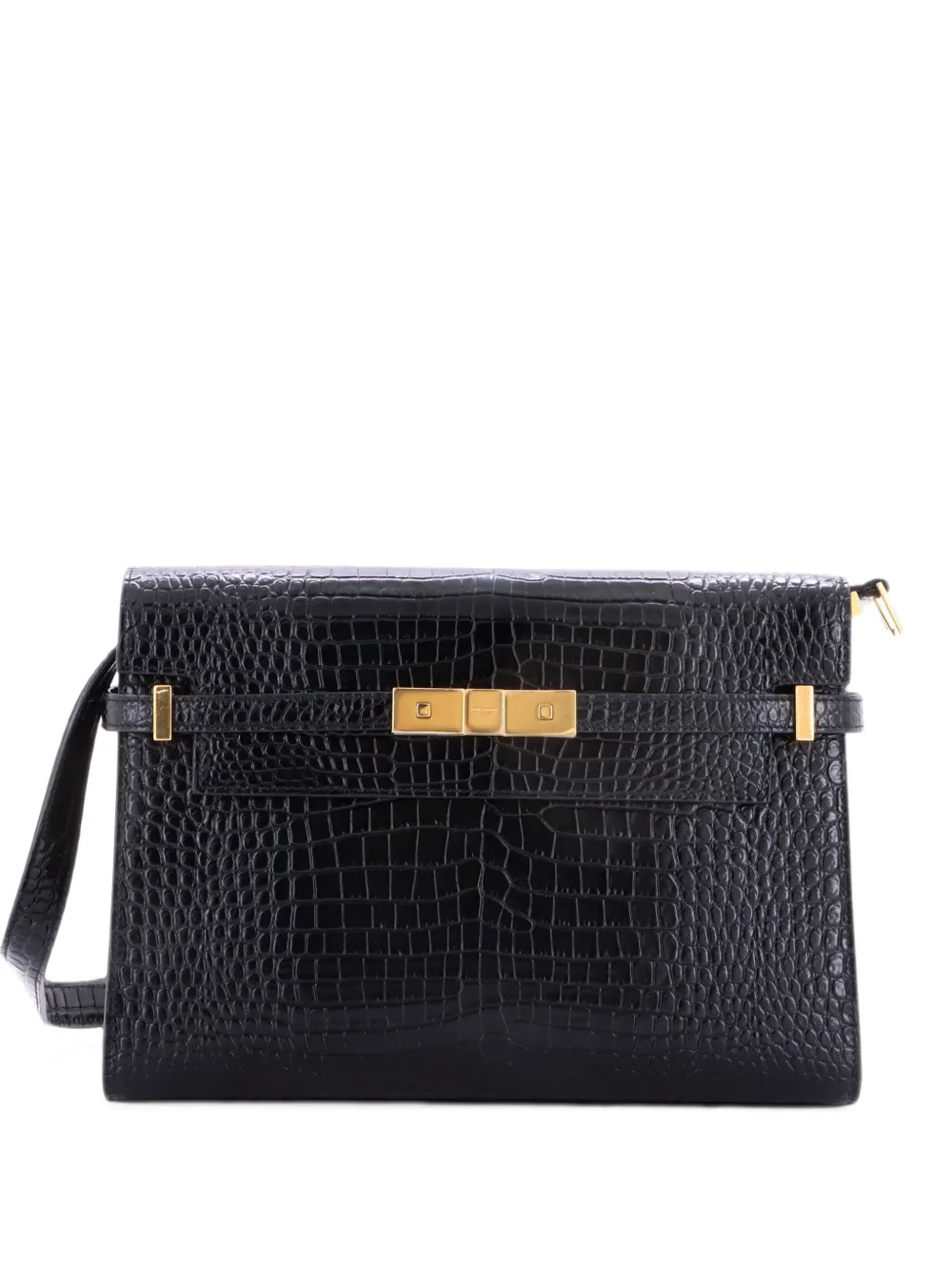 Saint Laurent Pre-Owned Manhattan Crocodile Embossed Leather Medium shoulder bag - Schwarz