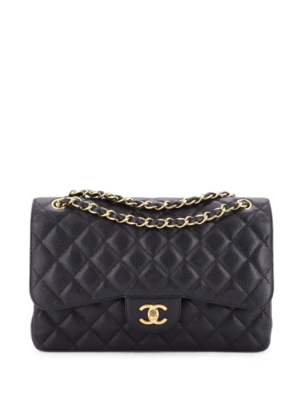CHANEL Pre-Owned Classic Double Flap Bag Quilted Caviar Jumbo shoulder bag - Schwarz
