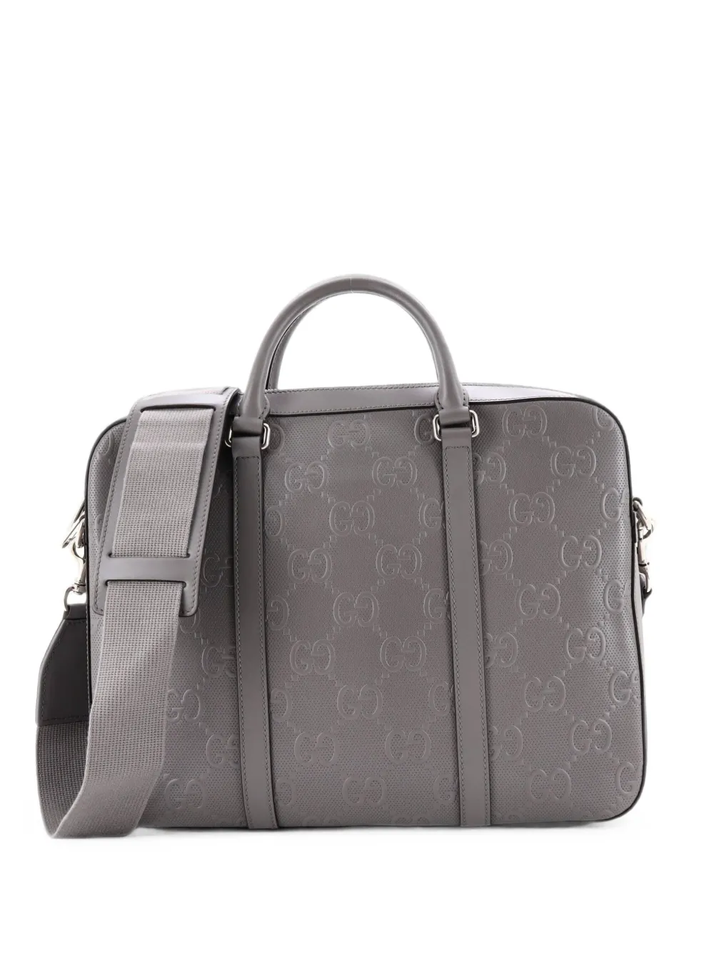 Gucci Pre-Owned Briefcase GG Embossed Perforated Leather Medium business bag - Grigio