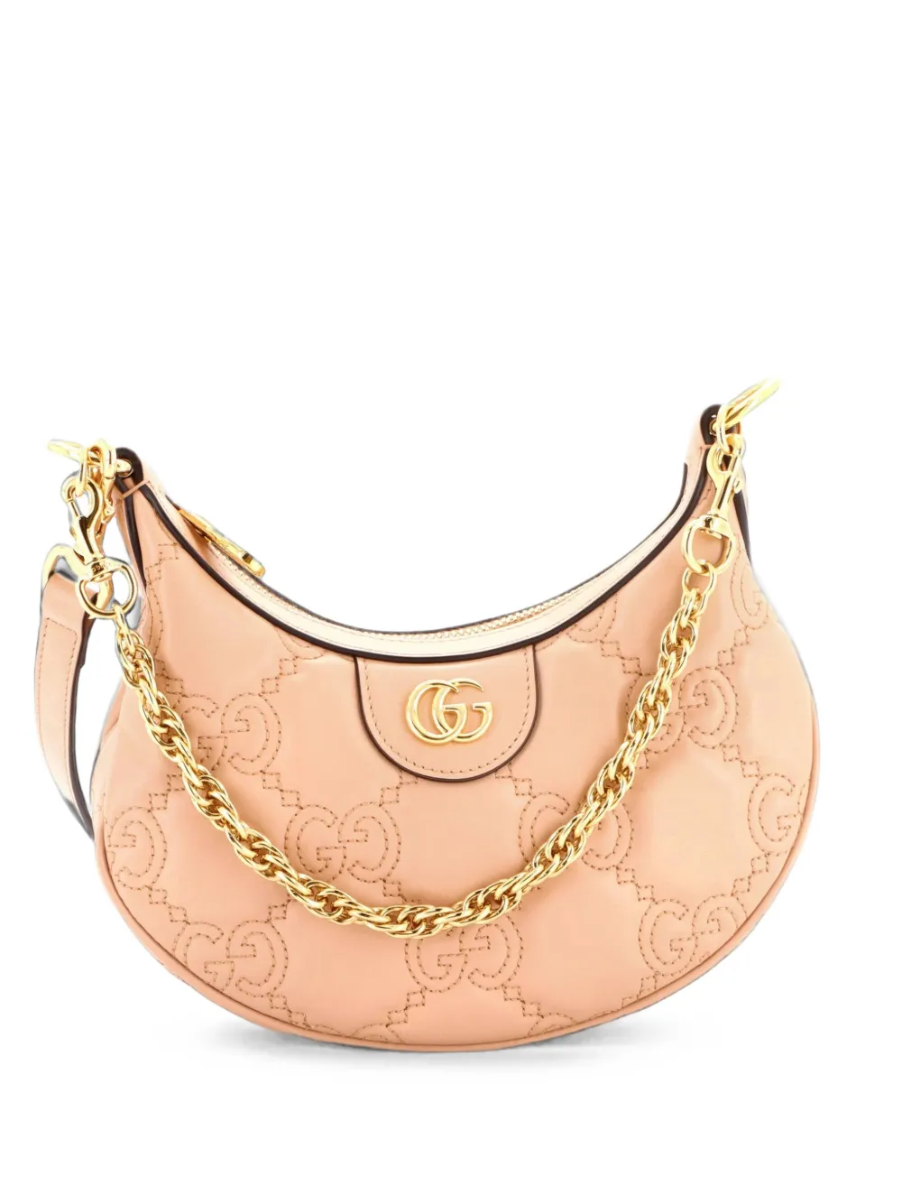 【極美品】グッチ ショルダーバッグ ハーフムーン GGキャンバス 保存袋付 Gucci Pre-Owned ハーフムーン ホーボー GG マテラッセ レザー ミニ