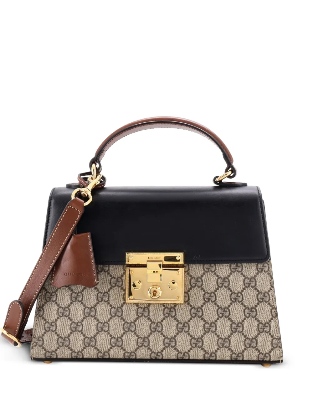 Gucci Pre-Owned Padlock Top Handle Bag GG Coated Canvas and Leather Small satchel - Nero