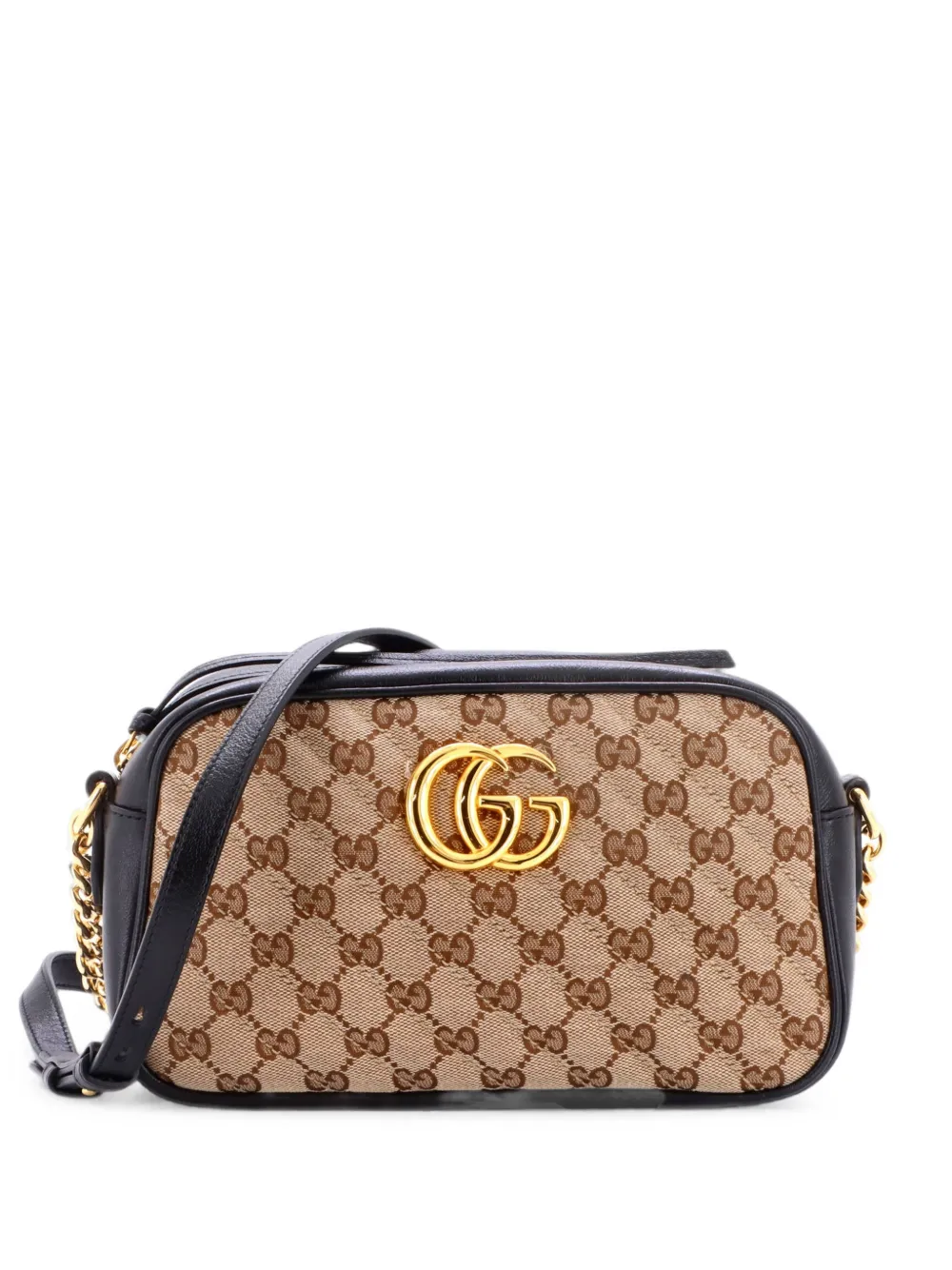 Gucci Pre-Owned Borsa a tracolla GG Marmont piccola in tela GG e pelle trapuntata con motivo diagonale - Nero