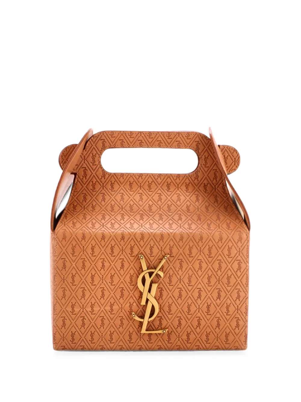 Saint Laurent Pre-Owned Take-Away Box Bag Monogram All Over Leather satchel - Braun