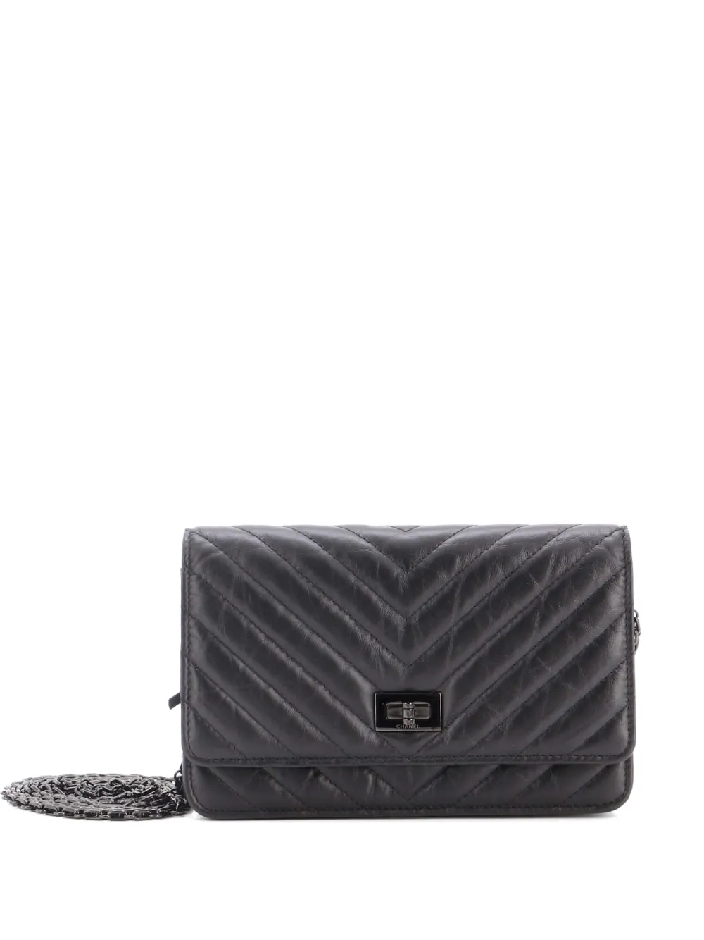 CHANEL Pre-Owned Borsa a tracolla Reissue 2.55 in pelle di vitello con motivo Chevron - Nero