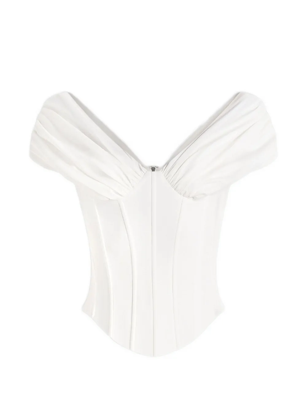 Manière De Voir Ursula in white off-shoulder pleated cotton corset top - Bianco