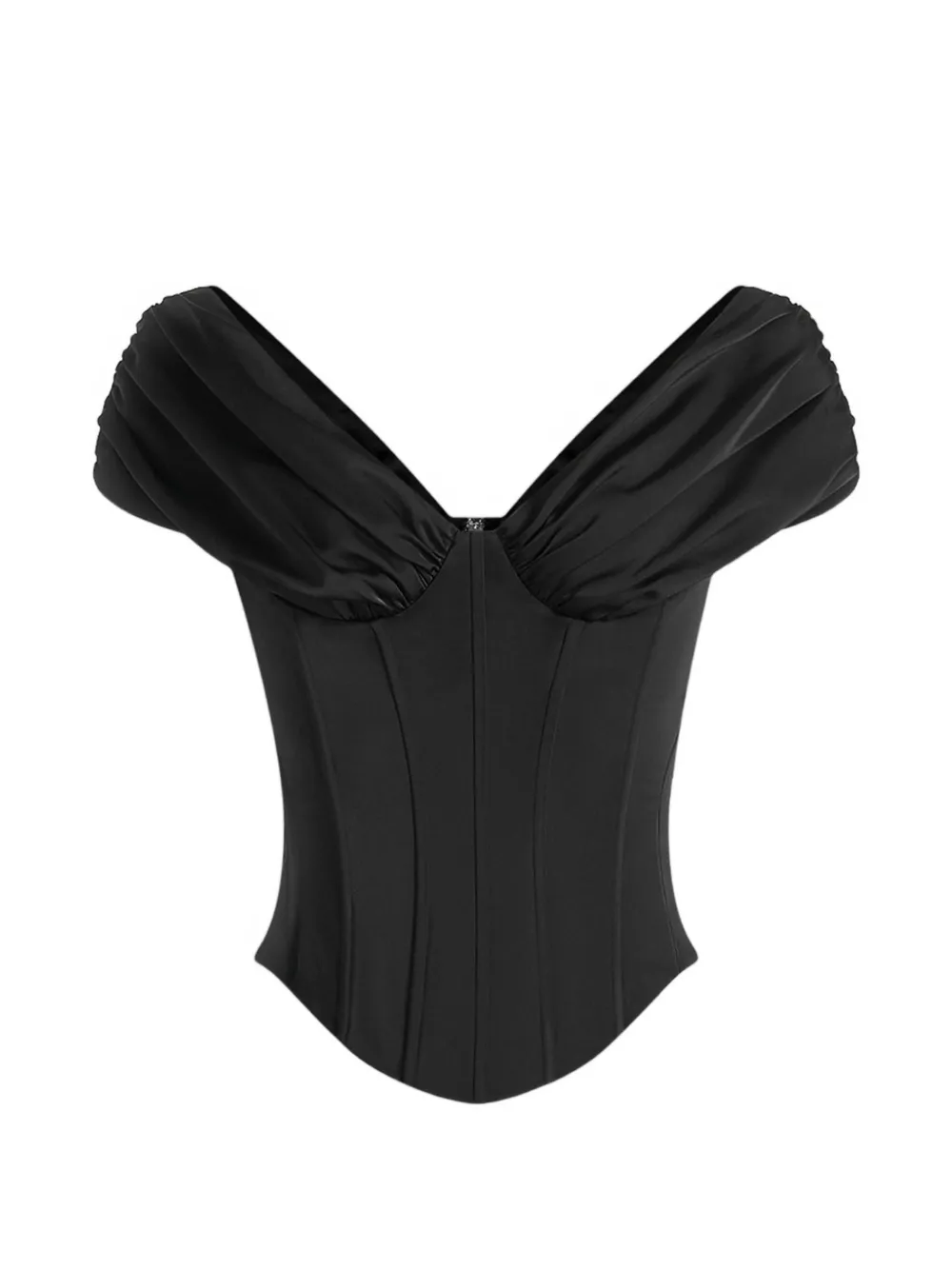 Manière De Voir Ursula in black off-shoulder pleated corset top - Nero