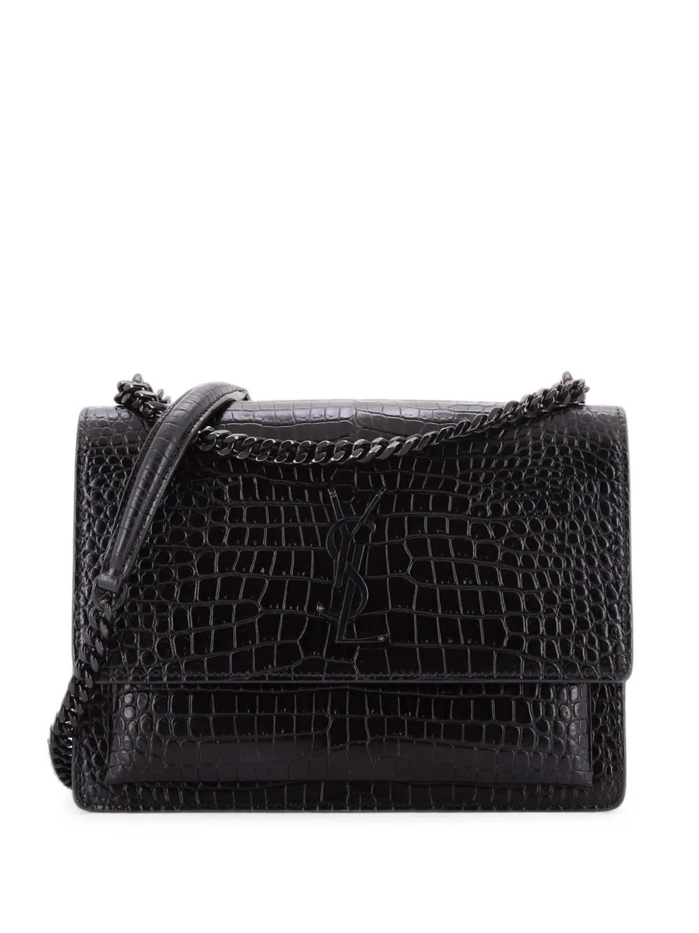 Saint Laurent Pre-Owned Sunset Crocodile Embossed Leather Medium crossbody bag - Nero