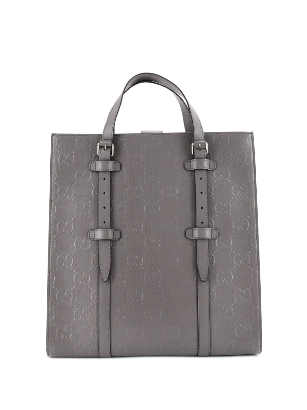Gucci Pre-Owned Borsa tote GG media in pelle goffrata traforata - Grigio
