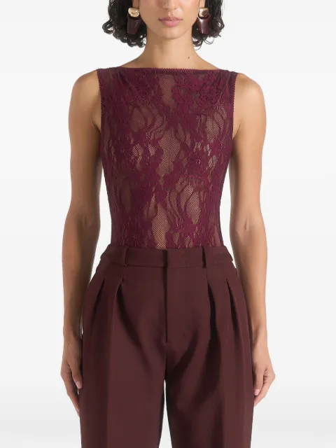 Manière De Voir Body de encaje Rhonda en color vino con espalda descubierta