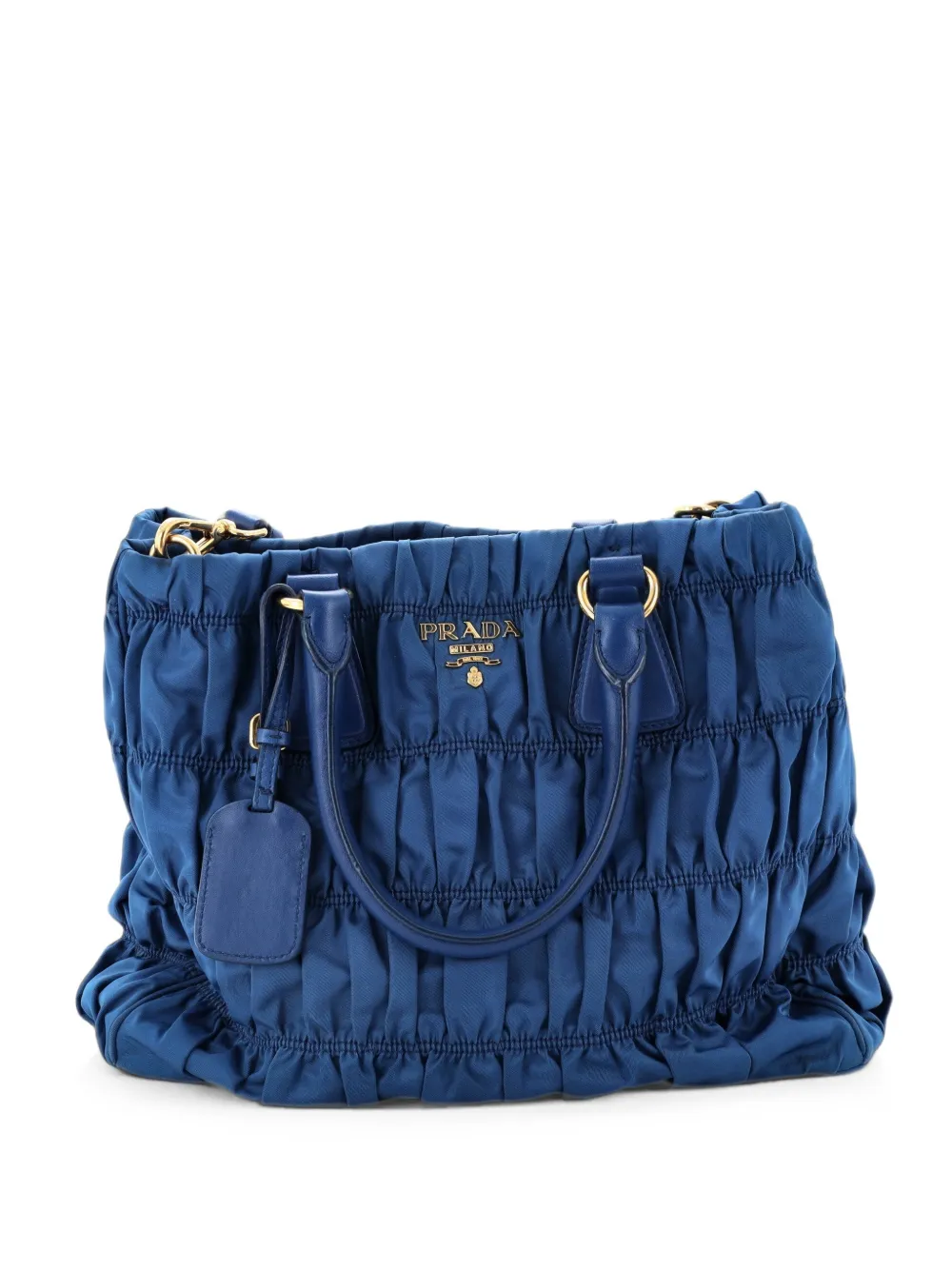 Prada Pre-Owned Gaufre Convertible Leather and Tessuto Large tote bag - Blu