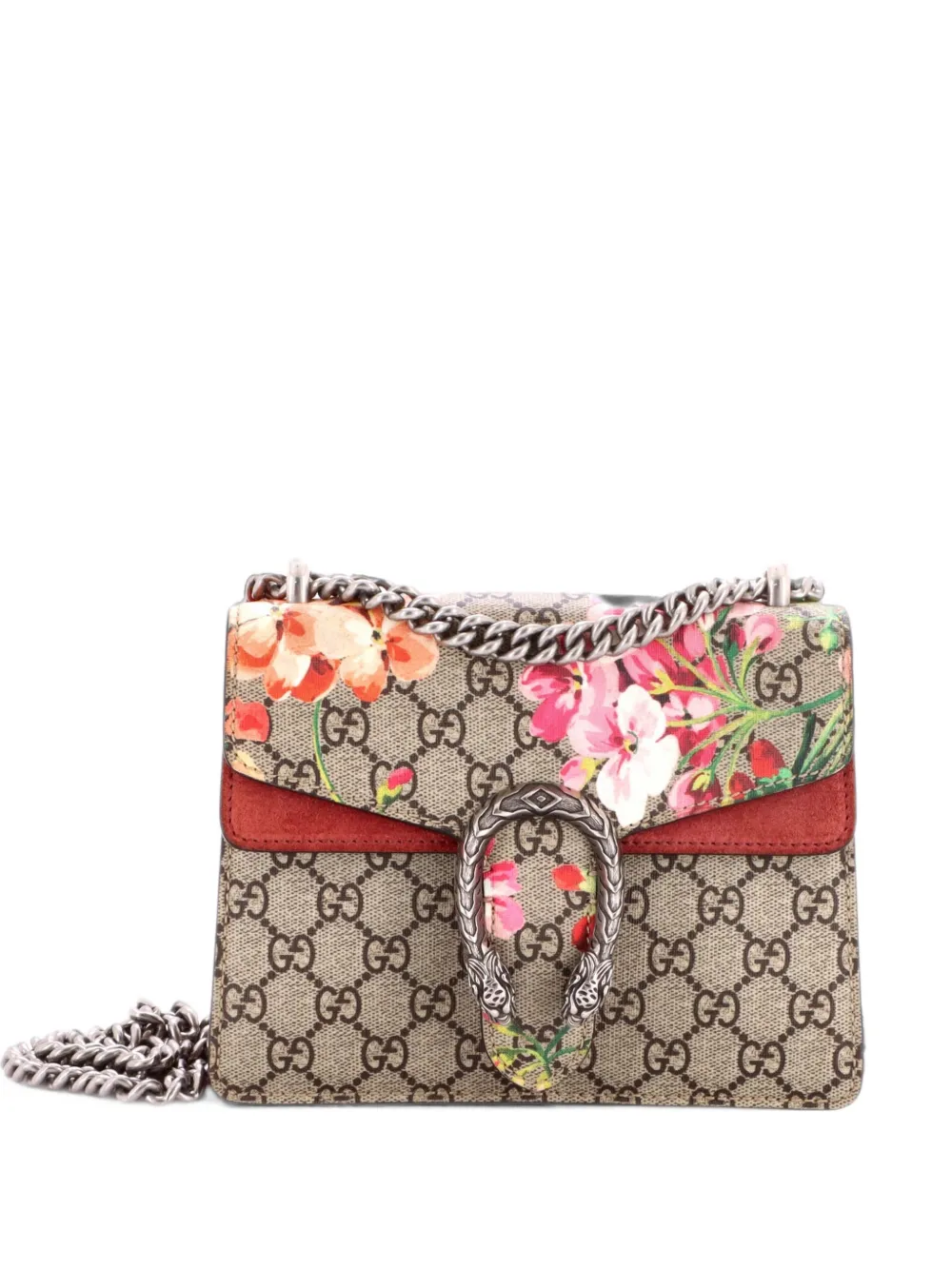 Gucci Pre-Owned Borsa a spalla Dionysus mini in tela cerata GG con stampa a fiori - Marrone