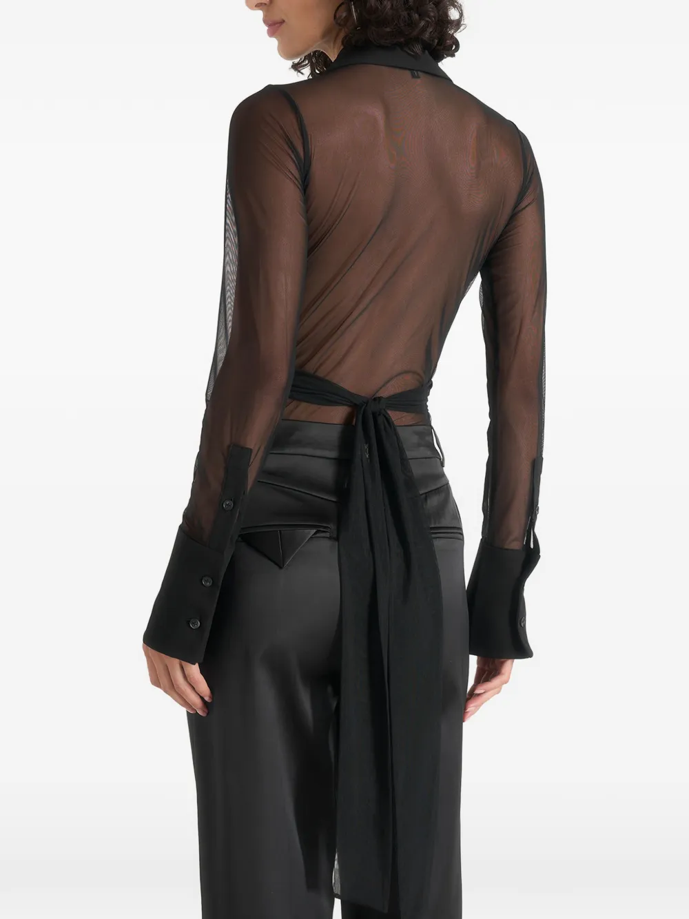 Manière De Voir Canelle doorzichtige crossover body Zwart