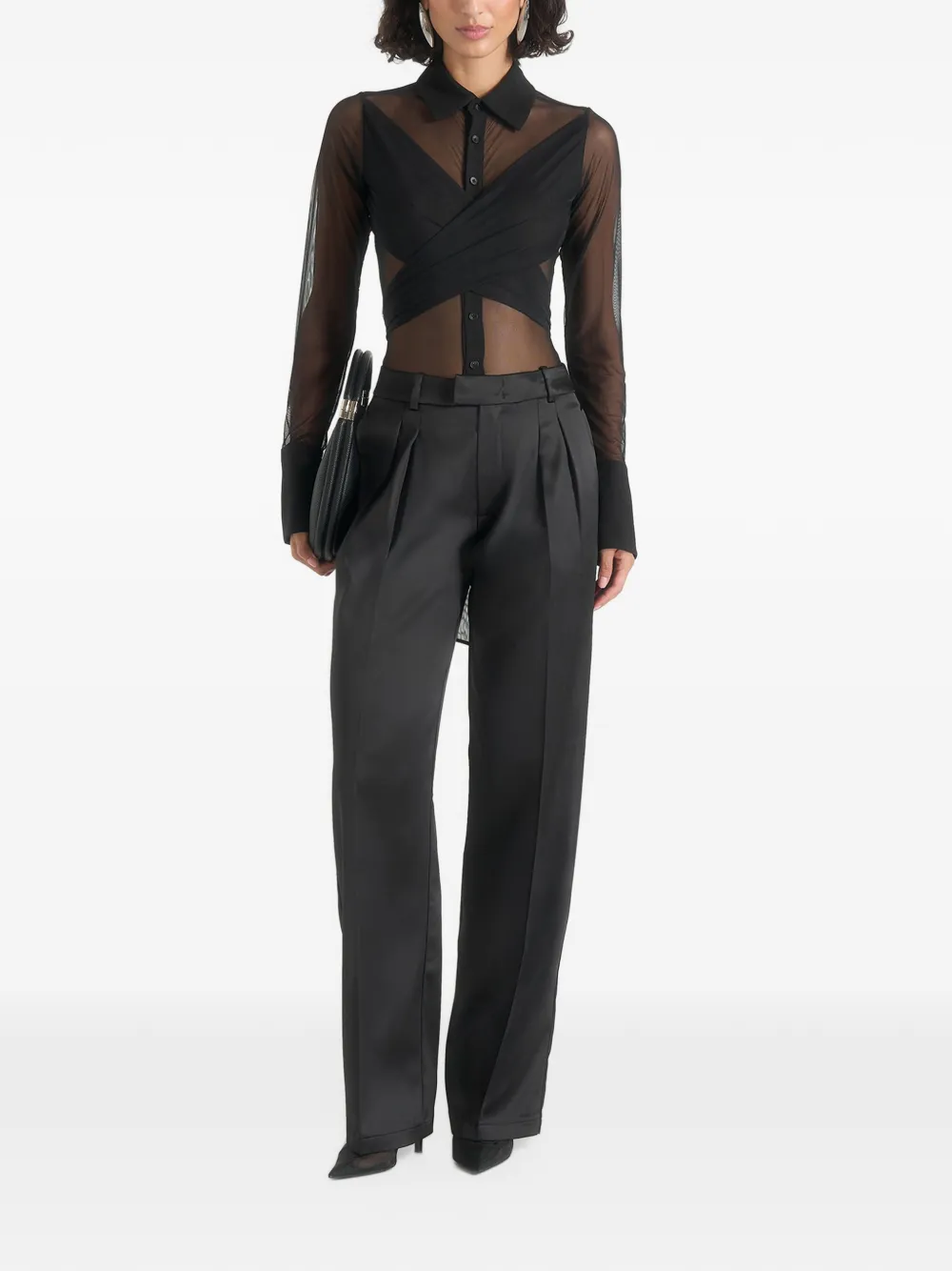 Manière De Voir Canelle doorzichtige crossover body Zwart