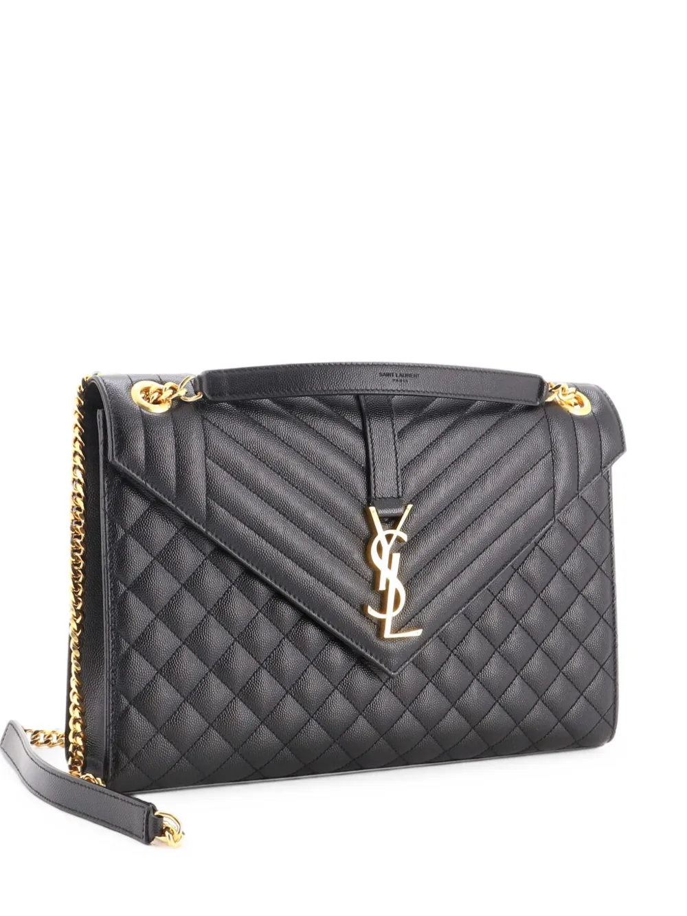 Saint Laurent Pre-Owned Classic Monogram Envelope Satchel Mixed Matelasse Leather Large shoulder bag - Schwarz