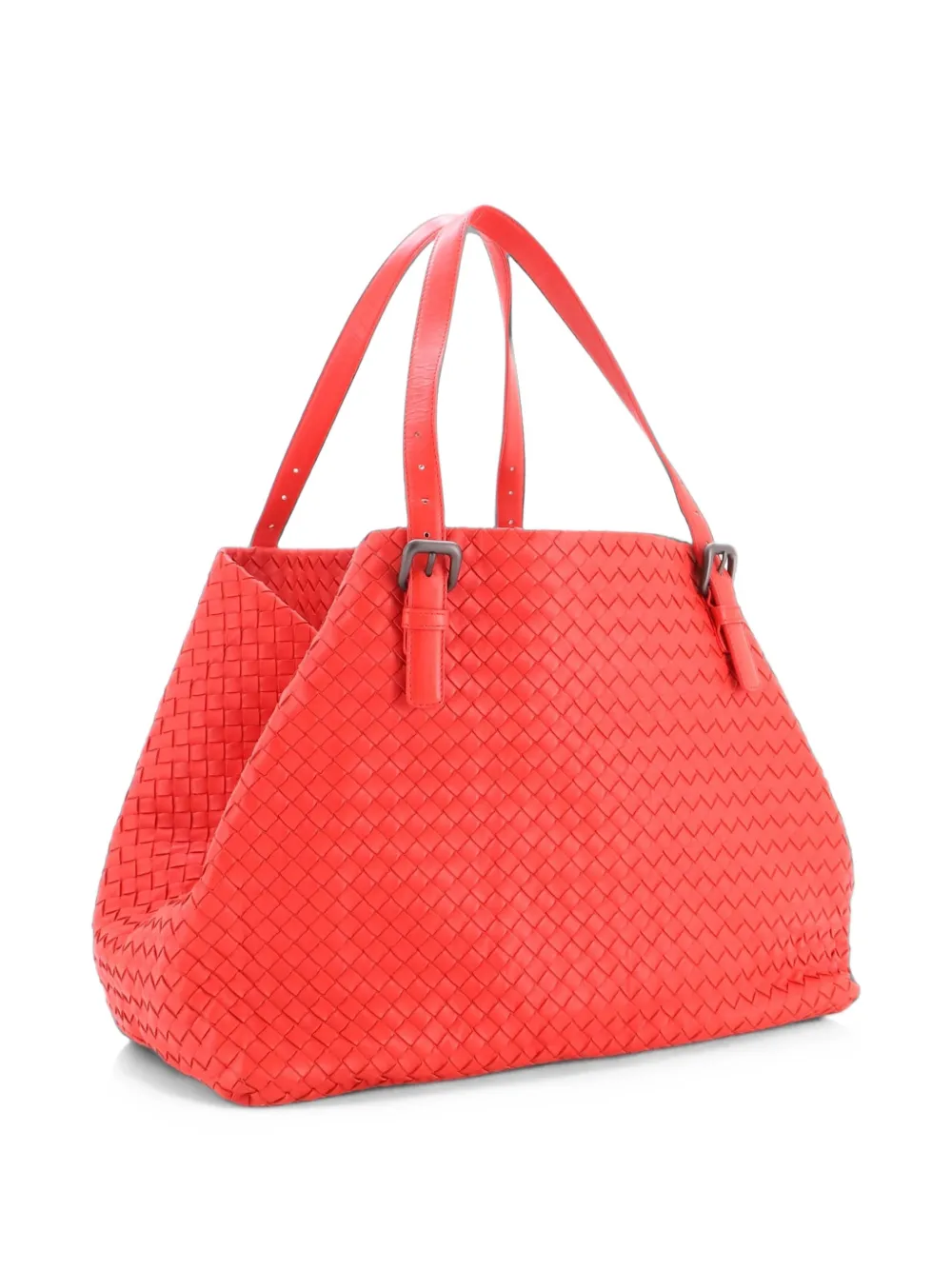 Pre-owned Bottega Veneta A-shape Intrecciato Nappa Large Tote Bag In Red
