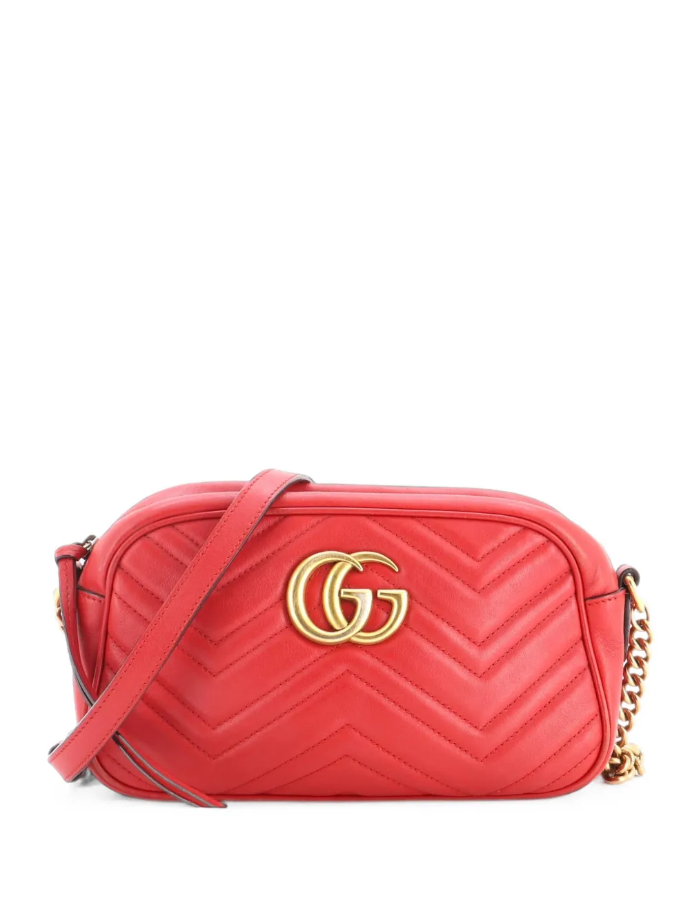 Gucci Pre-Owned Kleine GG Marmont Schultertasche aus Leder mit Matelassé-Effekt - Rot