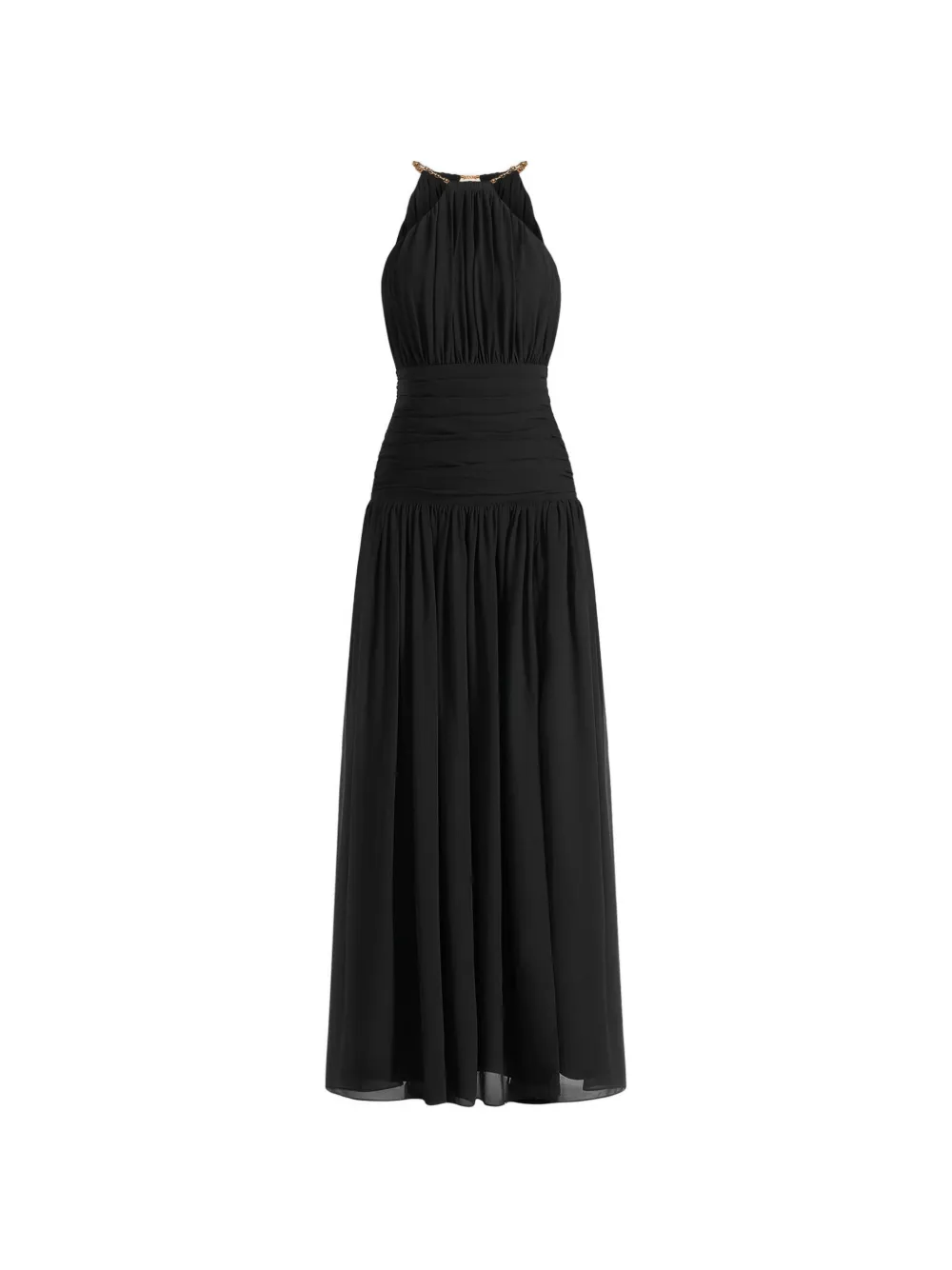 Manière De Voir Fabienne in black metallic ruched halterneck maxi dress - Nero