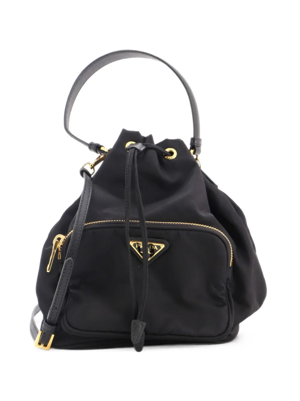 Prada Pre-Owned Drawstring Tessuto Small bucket bag - Nero
