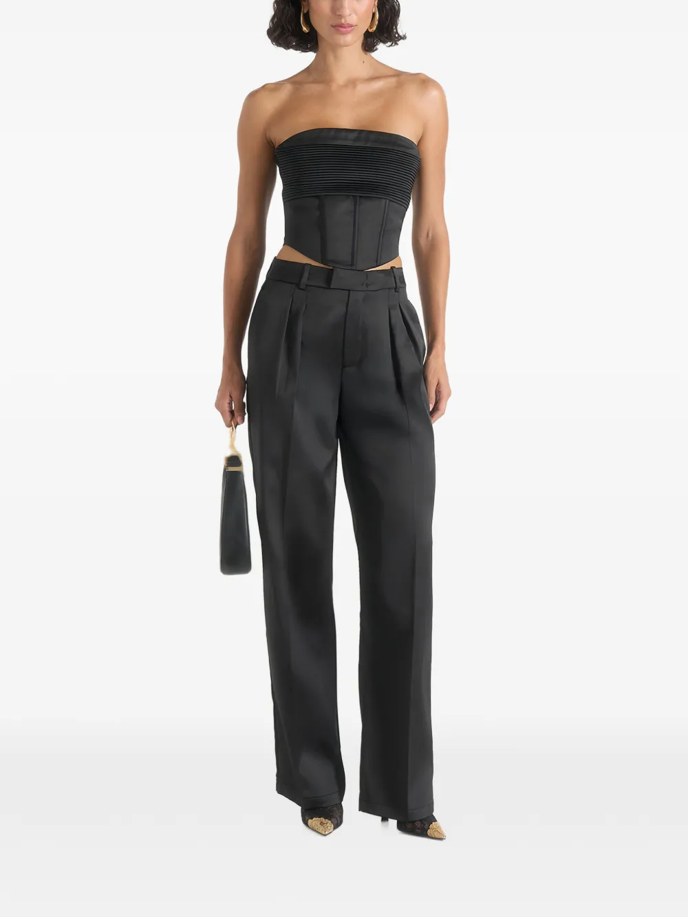 Manière De Voir Julie satijnen broek met plooien Zwart