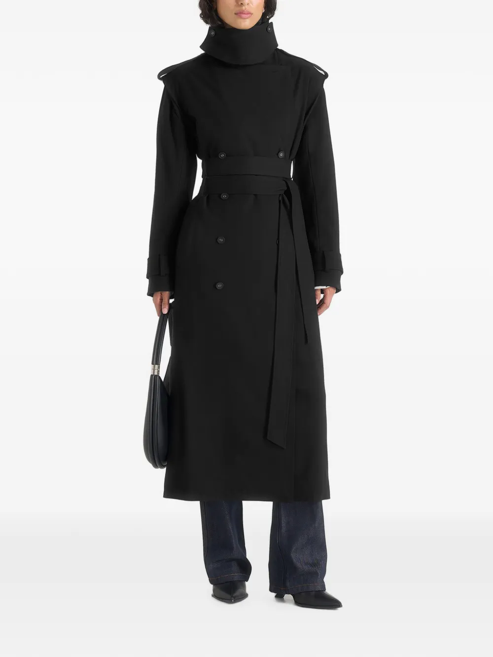 Manière De Voir Esther trenchcoat met dubbele riem Zwart