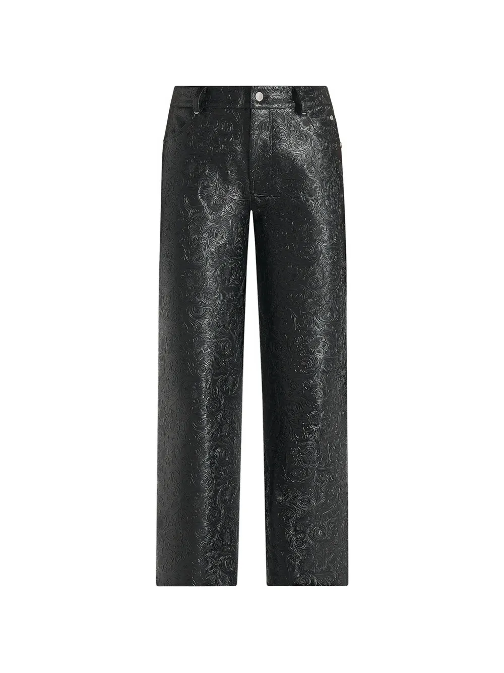 Manière De Voir Ruth in black embossed-leather mid-rise trousers - Nero