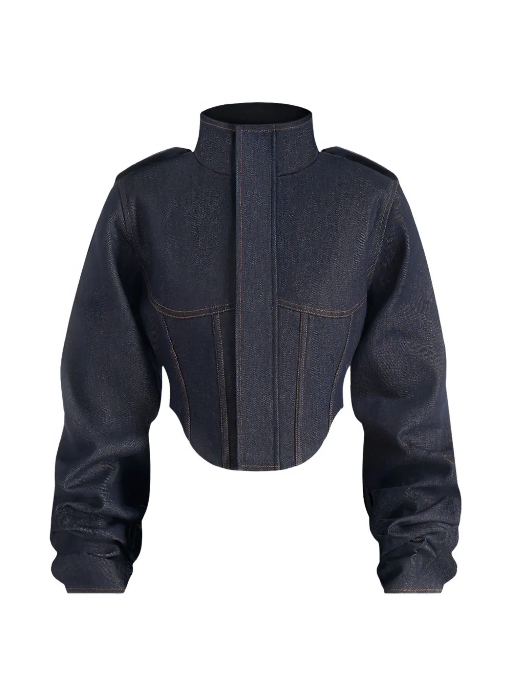 Manière De Voir Solange denim tacked sleeve corset jacket