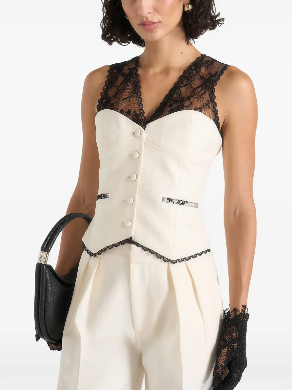 Manière De Voir Veronica gilet met kant Wit