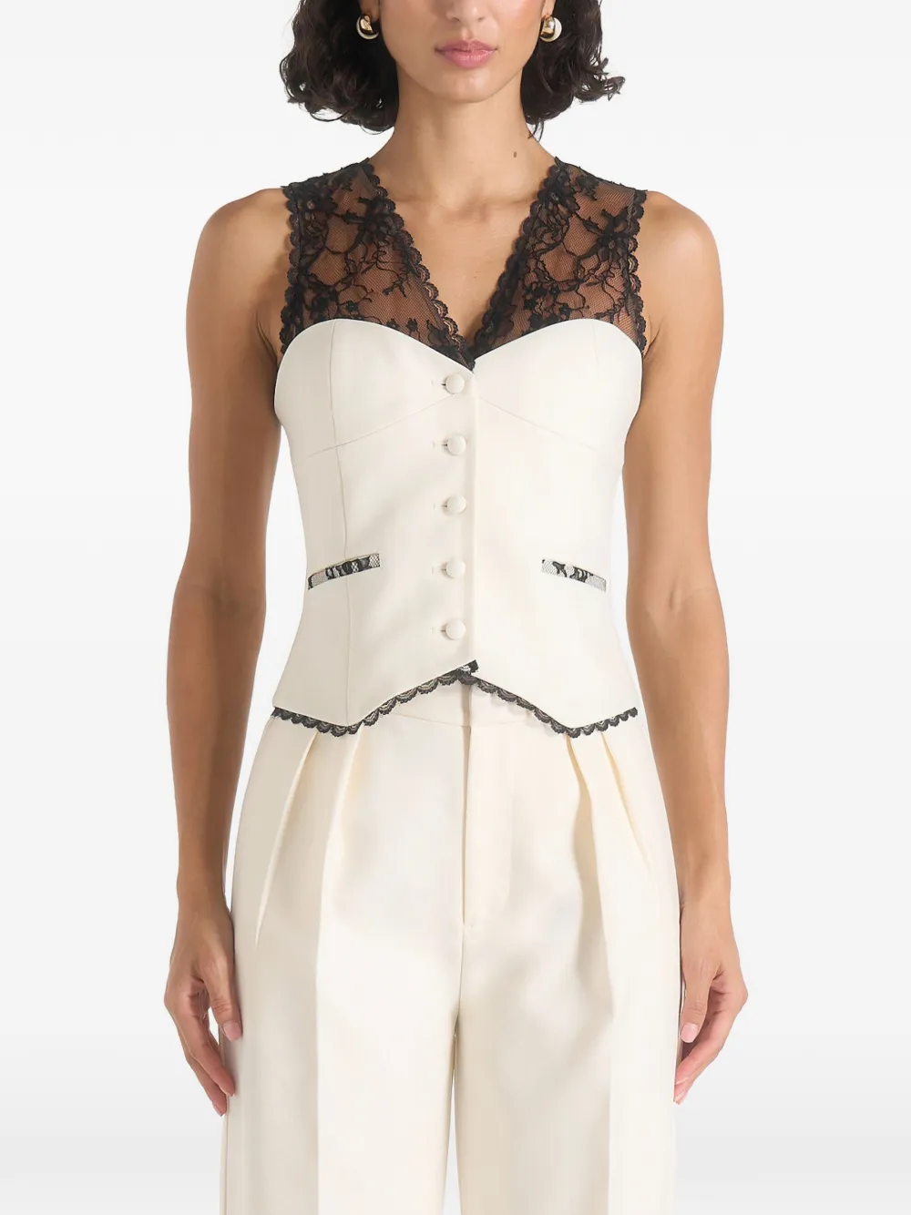 Manière De Voir Veronica lace tailored corset waistcoat - Bianco