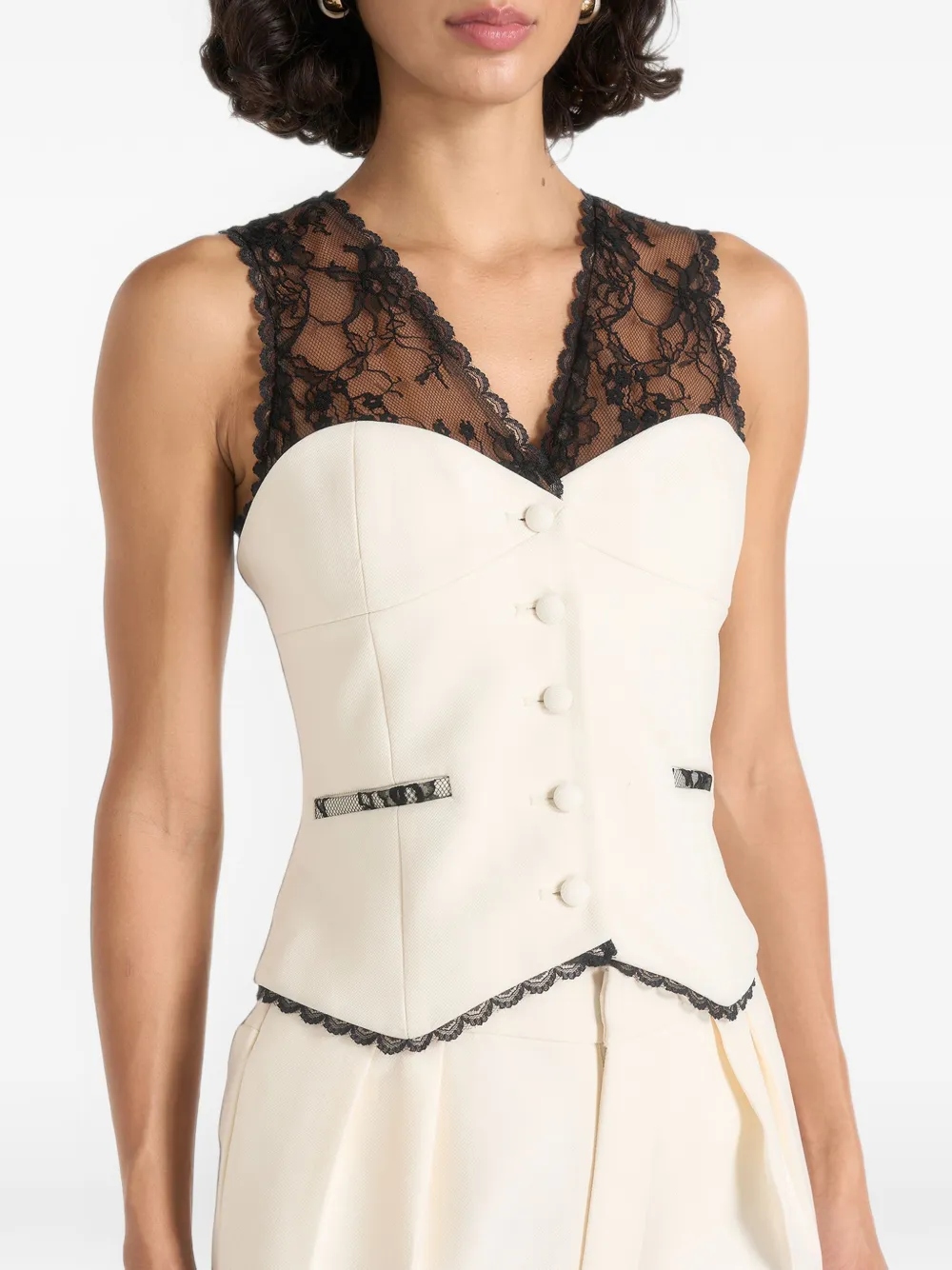 Manière De Voir Veronica gilet met kant Wit
