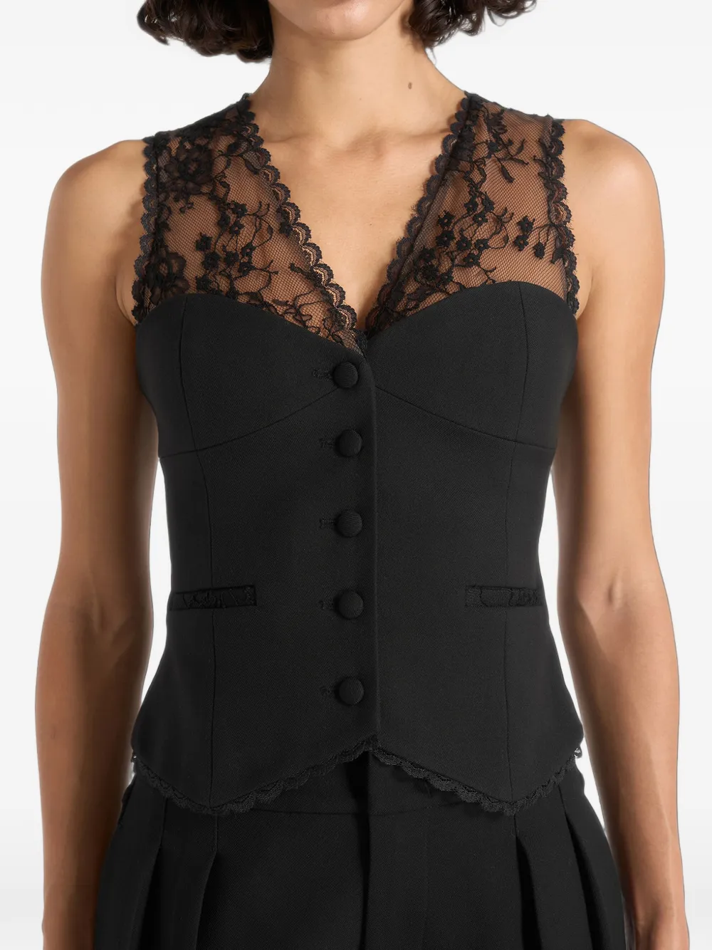Manière De Voir Veronica gilet met kant Zwart
