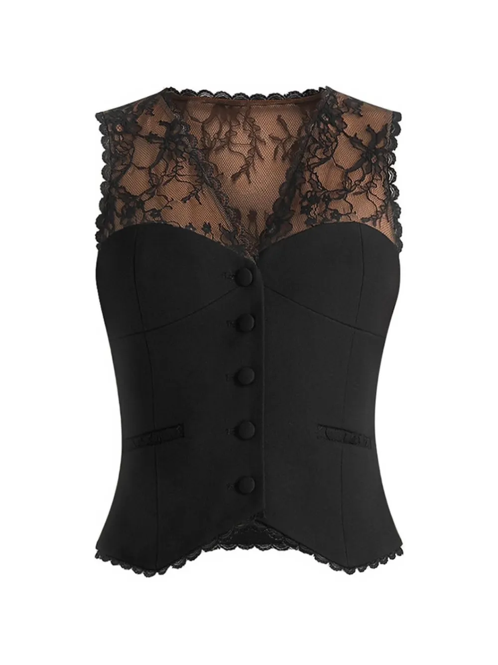 Manière De Voir Veronica lace tailored corset waistcoat - Nero