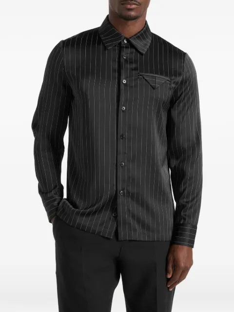 Manière De Voir Elian satin pinstripe slim-fit dress shirt in black