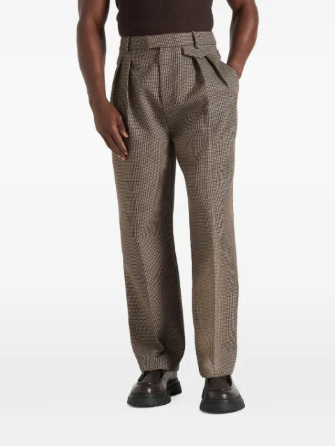 Manière De Voir Pierre houndstooth twin-pleat trousers in brown