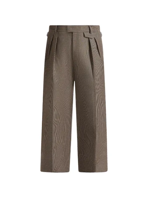 Manière De Voir Pierre houndstooth twin-pleat trousers in brown