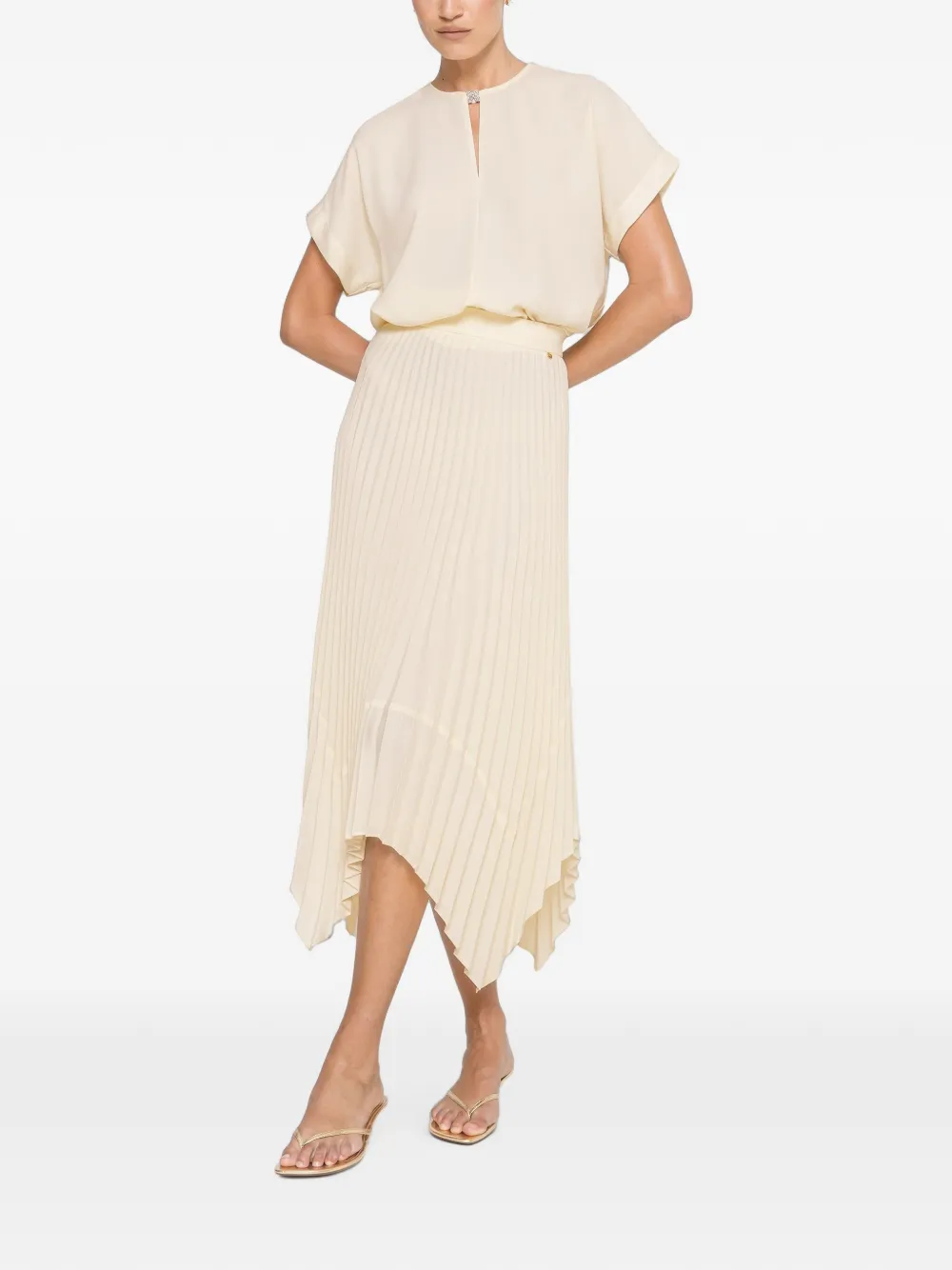 NISSA Midi-plooirok Beige