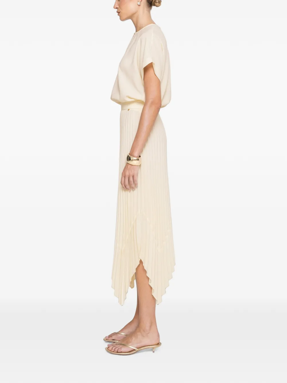NISSA Midi-plooirok Beige