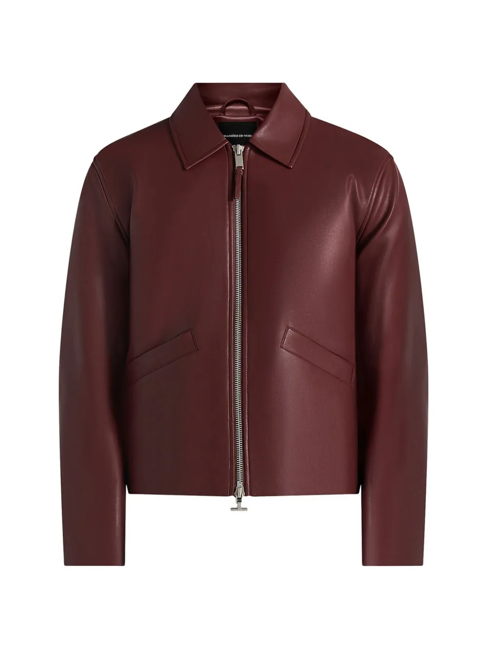 Manière De Voir Yves in wine red minimal leather jacket - Rot