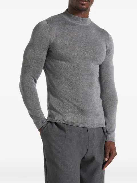 Manière De Voir KW003 in grey fitted mock neck wool-blend jumper