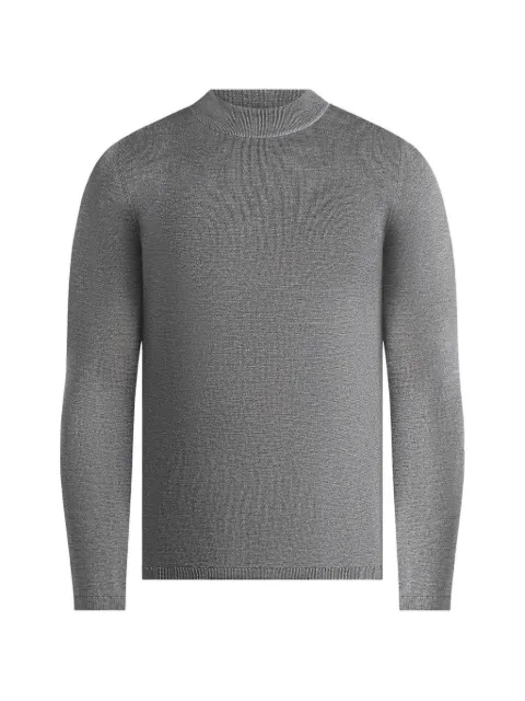 Manière De Voir KW003 in grey fitted mock neck wool-blend jumper