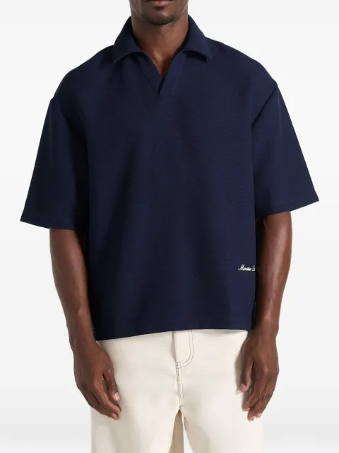Manière De Voir Joss in navy boxy Signature polo shirt