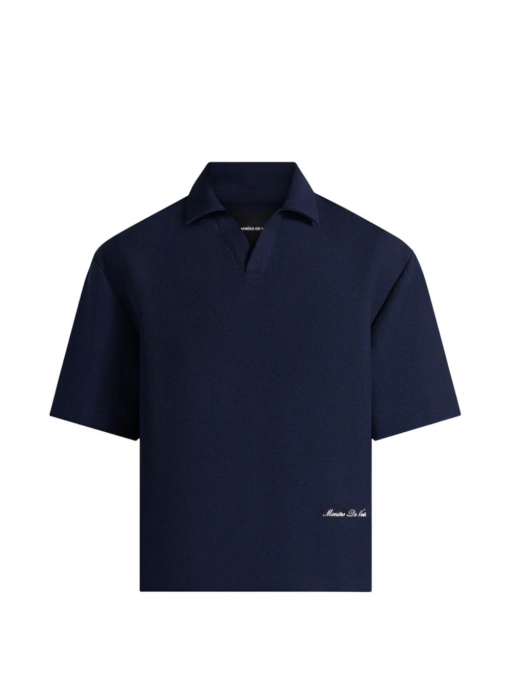 Manière De Voir Joss in navy boxy Signature polo shirt - Blu