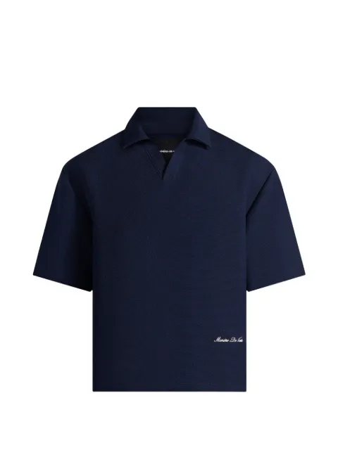 Manière De Voir Joss in navy boxy signature polo shirt