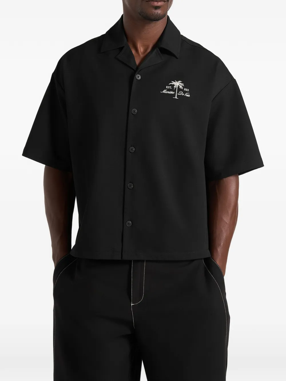 Manière De Voir Alexis in black Cote d'Azur boxy shirt - Nero
