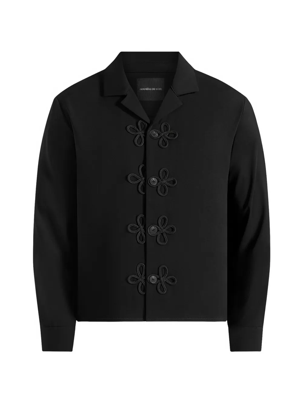 Manière De Voir Valen in black applique detail long sleeve shirt - Nero