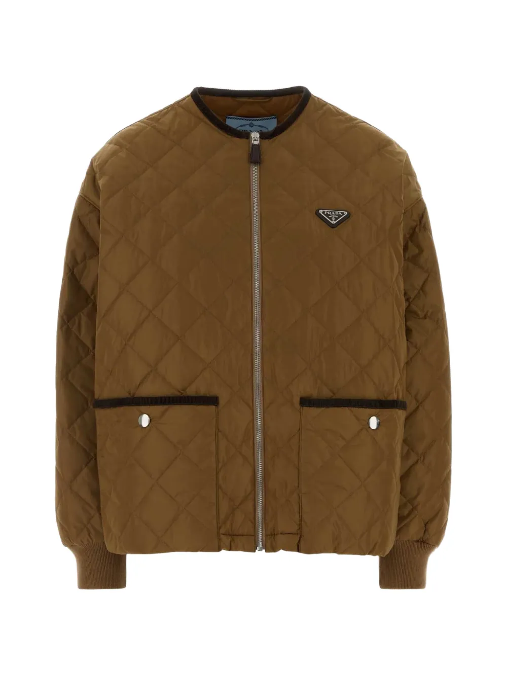 Prada veste bomber matelassée à plaque logo - Marron