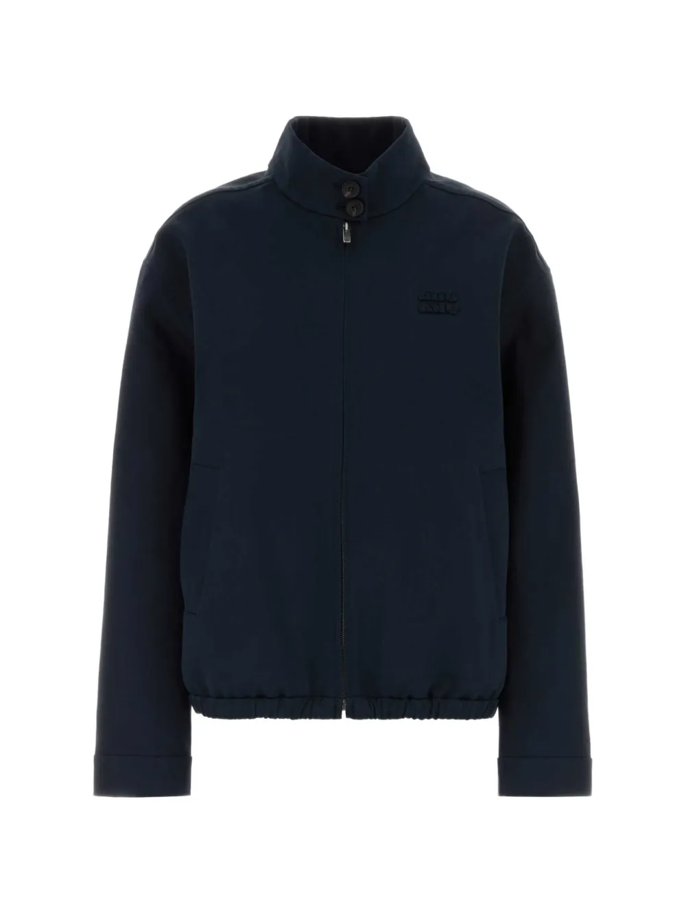 Miu logo-embroidered elasticated-hem jacket Blauw
