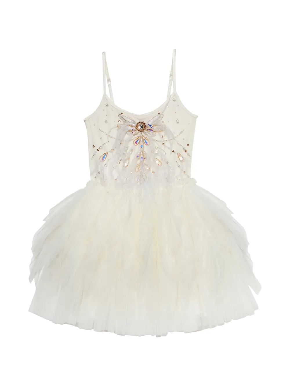 Tutu Du Monde Gestuftes White Swan Minikleid mit Verzierung - Weiß