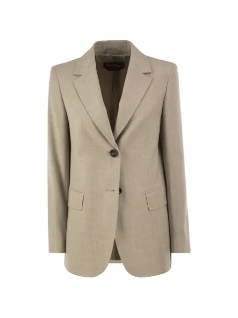 Max Mara single-breasted wool flannel blazer beige