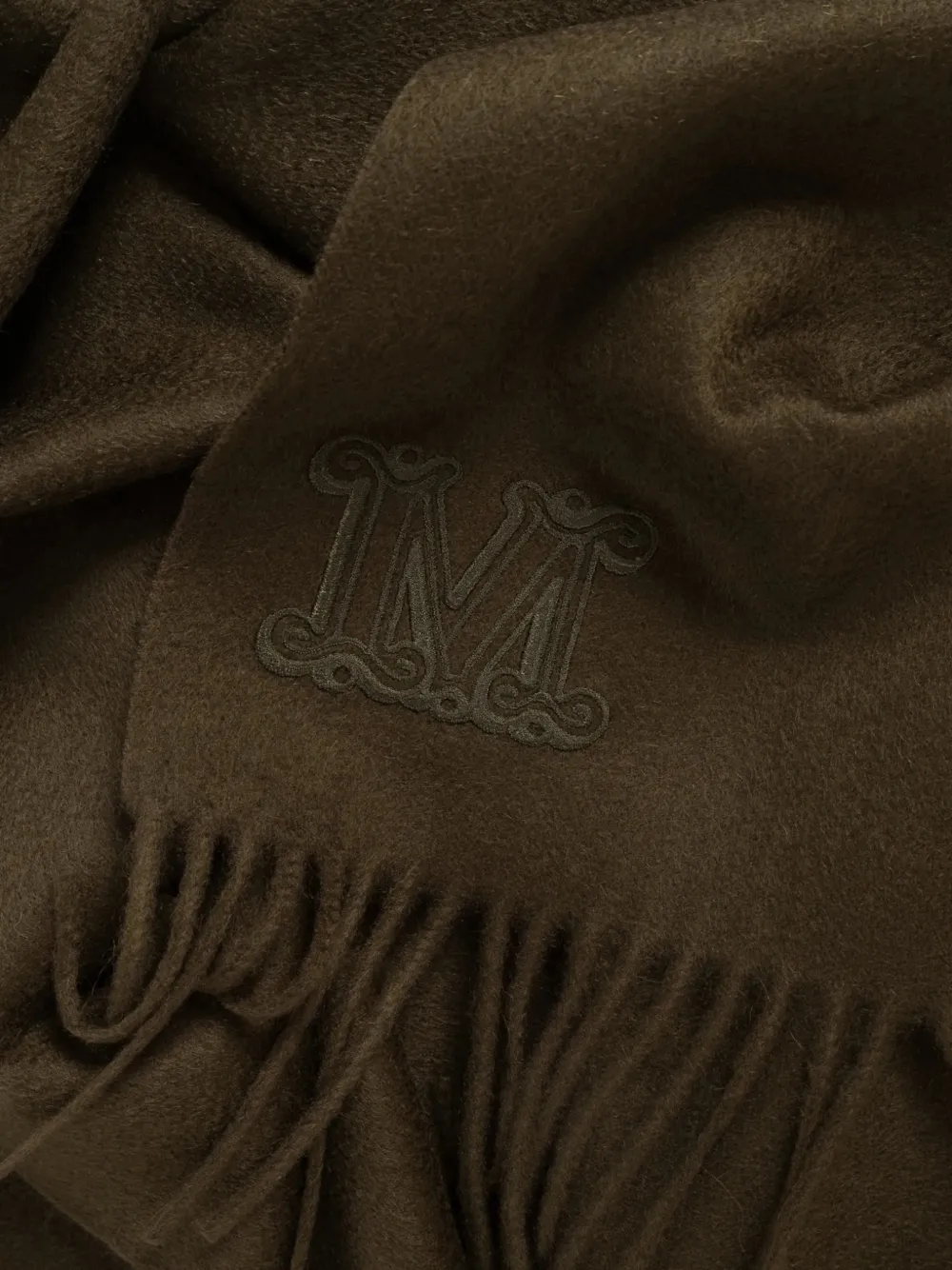 Max Mara Sjaal met geborduurd logo Groen