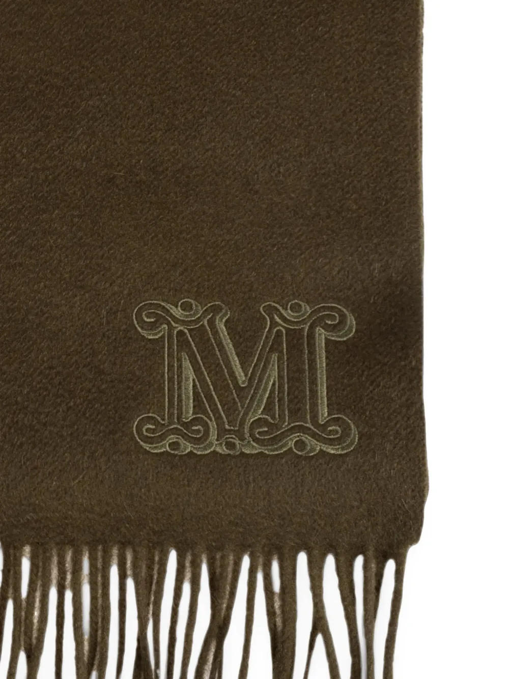 Max Mara Sjaal met geborduurd logo Groen